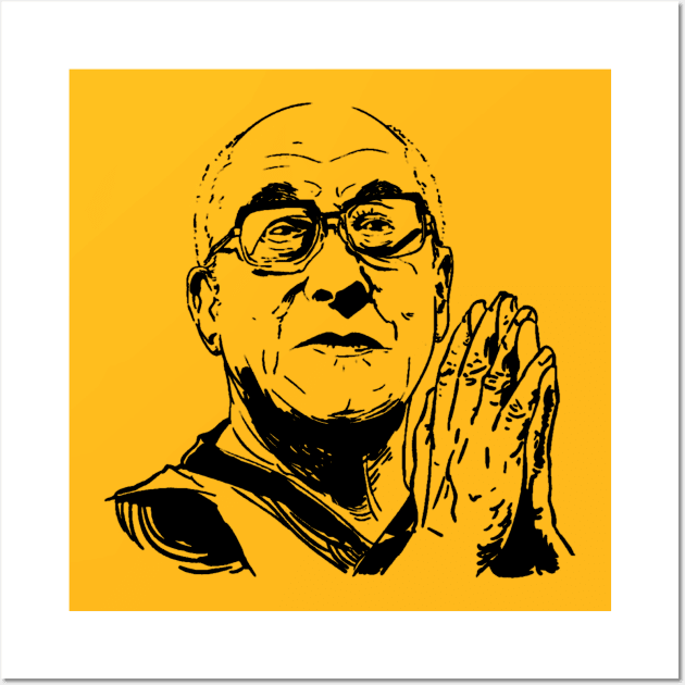 Dalai Lama XIV Praying Wall Art by Issho Ni